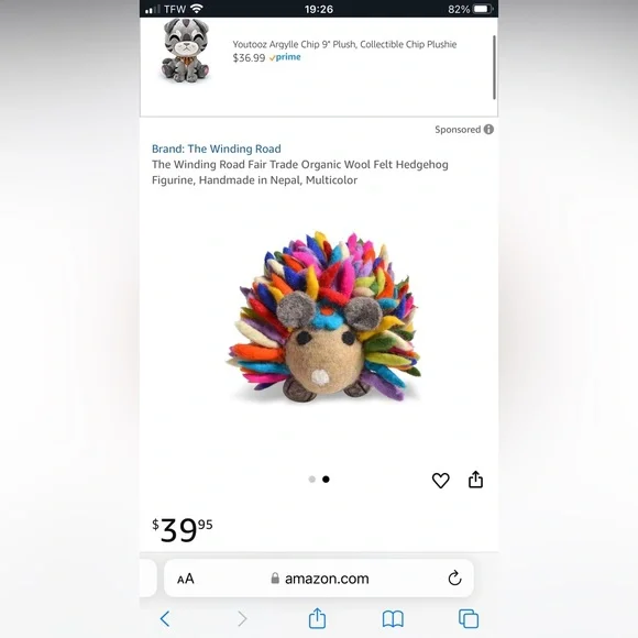 Colorful Felt Hedgehog Toy/Winding Road - Picture 4 of 5